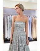 Shining Strapless Grey Long Formal Dress Unique For Woman 2019