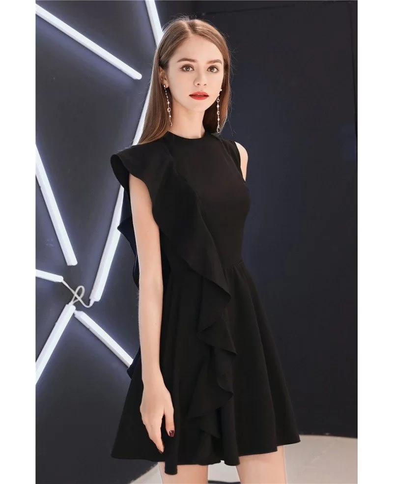 one arm black dress