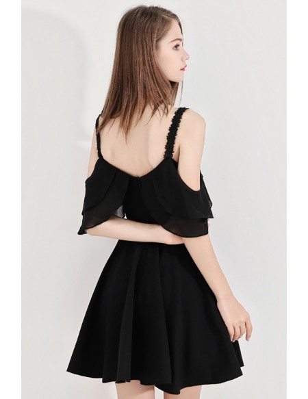 Chic Little Black Aline Semi Party Dress With Straps