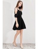 Chic Little Black Aline Semi Party Dress With Straps