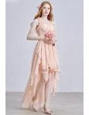 Chic A-Line One Shoulder Asymmetrical Chiffon Bridesmaid Dress With Ruffle Flowers