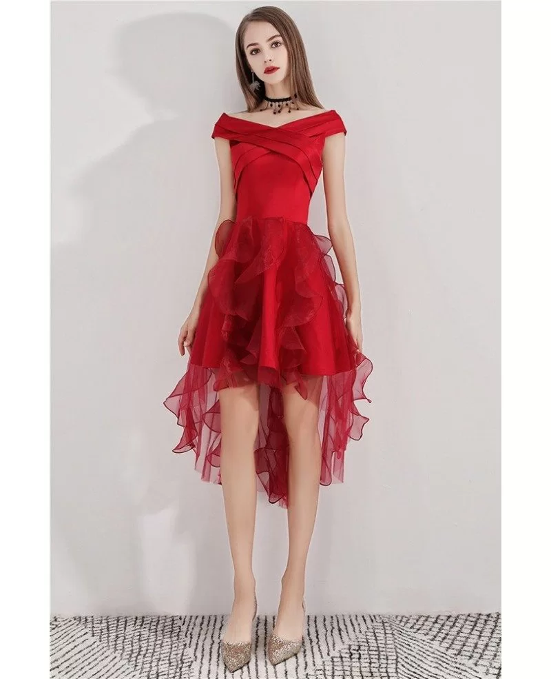 Cute High Low Red Puffy Hoco Dress With Ruffles #BLS97038 - GemGrace.com