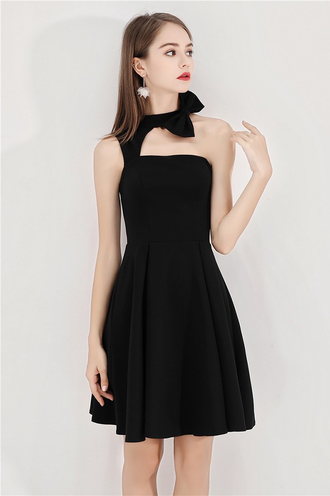 Little Black Chic Short Halter Party Dress Aline #BLS97020 - GemGrace.com Little Black Chic Short Halter Party Dress Aline #BLS97020 - GemGrace.com