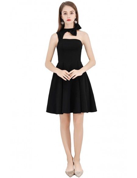 Little Black Chic Short Halter Party Dress Aline #BLS97020 - GemGrace.com