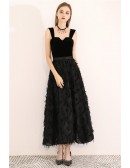 Special Ankle Length Black Party Dress With Straps