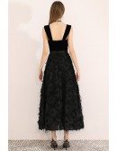 Special Ankle Length Black Party Dress With Straps