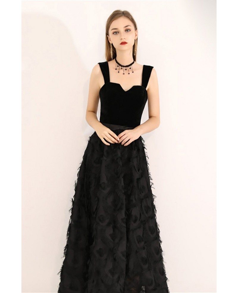 Special Ankle Length Black Party Dress With Straps #BLS97030 - GemGrace.com