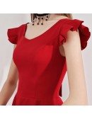 Little Red Flare Short Hoco Dress With Cap Sleeves