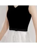 Black And White Lace Semi Formal Dress Tea Length Sleeveless