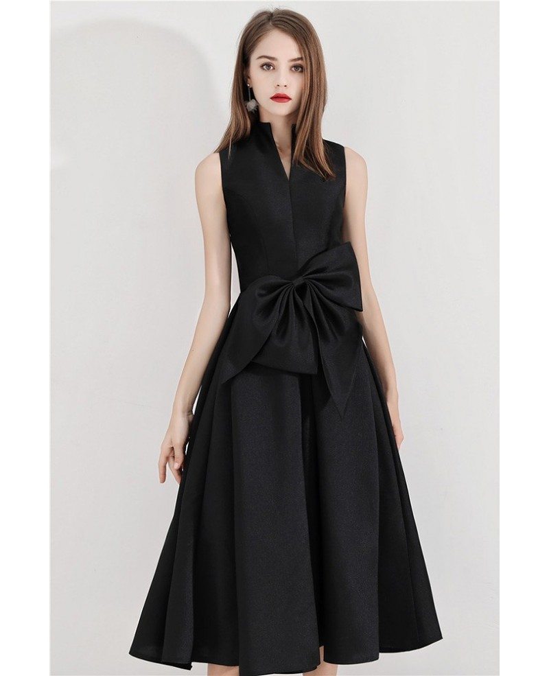 Vintage Black High Collar Party Dress Tea Length Sleeveless Bls Gemgrace Com