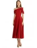 Semi Formal Red Tea Length Party Dress Aline #BLS97048 - GemGrace.com