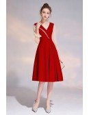 Pleated Vneck Graceful Party Dress With Bubble Sleeves
