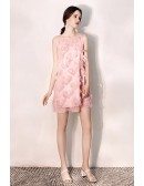 Cute Pink Round Neck Short Party Dress Semi Formal