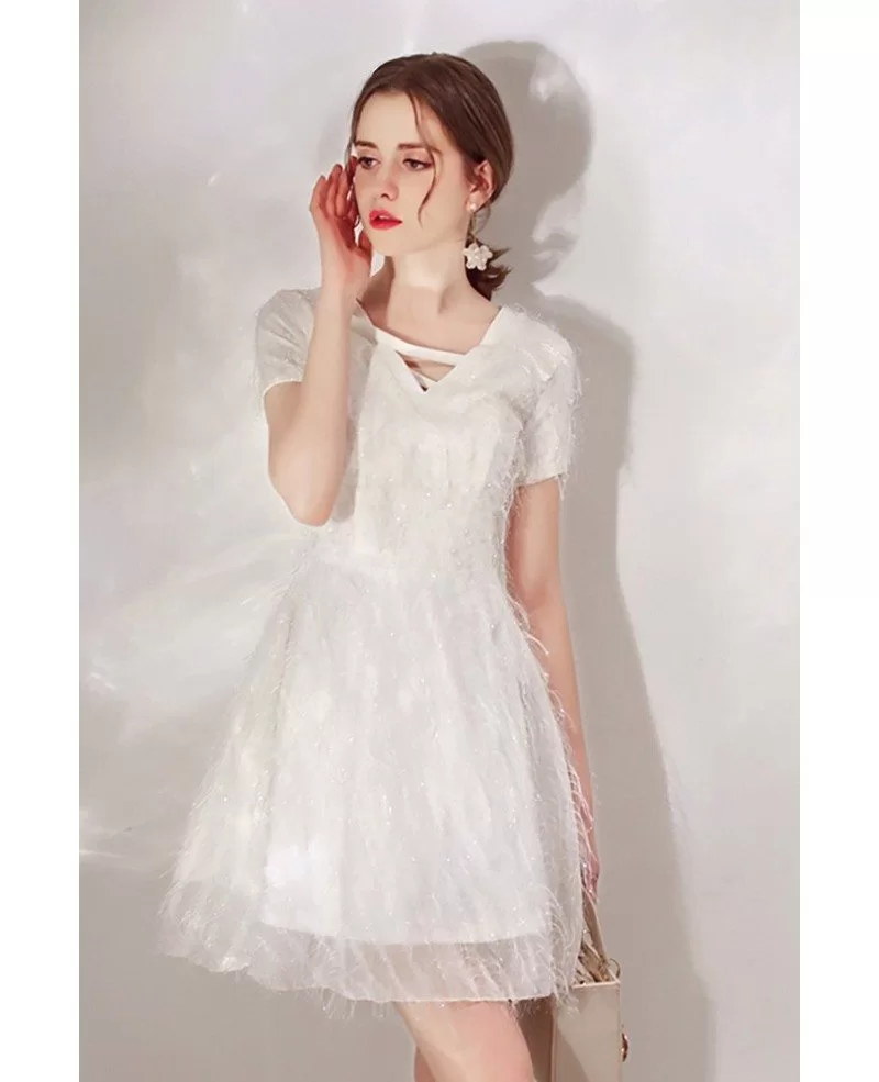 sequin white dress short