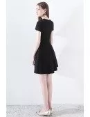 Retro Chic Short Sleeve Little Black Dress With Bow Knot
