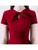 Retro Chic Short Sleeve Little Red Dress With Bow Knot