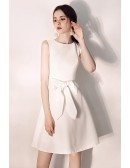 Elegant Short White Hoco Party Dress With Big Bow Sash