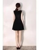 Simple Little Black Flare Party Dress Short With Vneck
