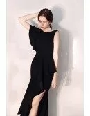 Side Slit Mermaid Black Party Dress With One Sleeve