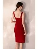 Bodycon Little Red Short Party Dress Fitted With Slit