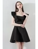Fashion Black Square Neck Aline Party Dress