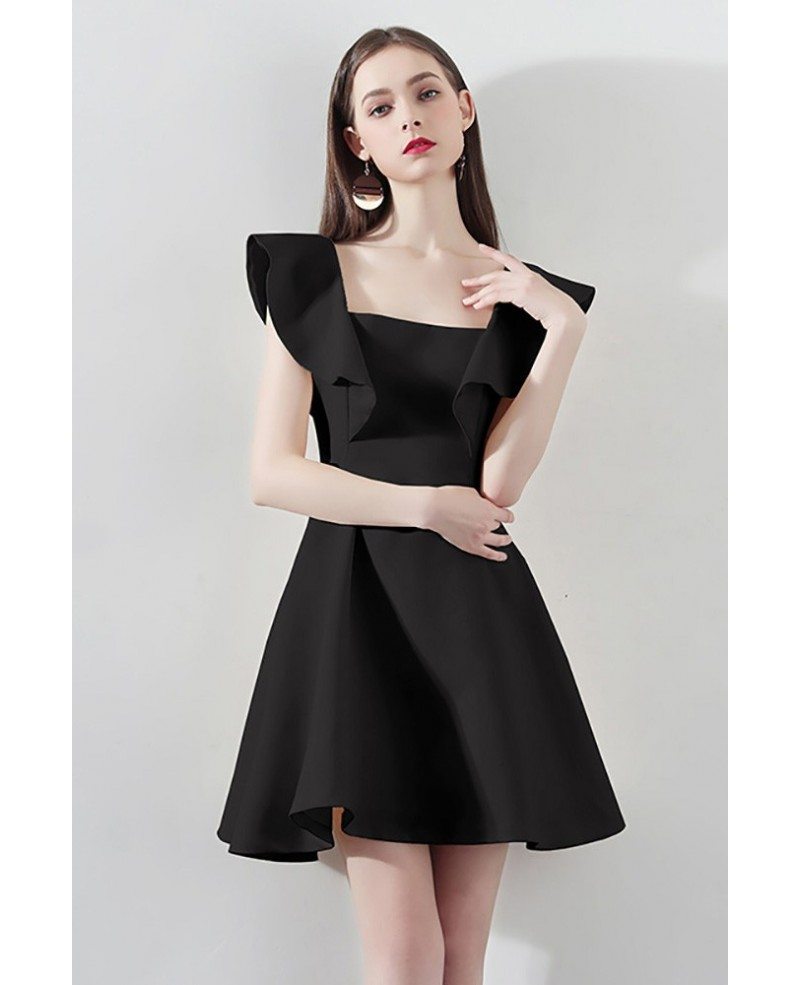 Fashion Black Square Neck Aline Party Dress #HTX97008 - GemGrace.com
