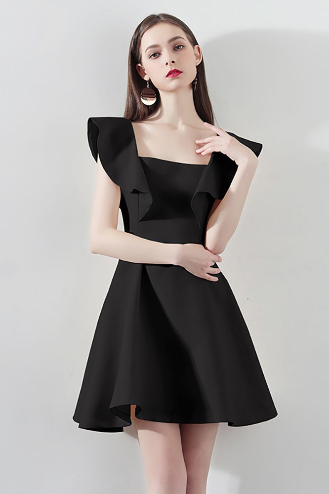 Fashion Black Square Neck Aline Party Dress #HTX97008 - GemGrace.com