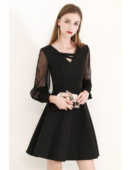 Little Black Bubble Long Sleeve Party Dress Semi Formal #HTX97029 ...