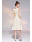 Elegant Champagne Party Dress Aline With 3/4 Sleeves