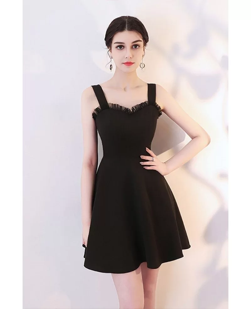 Little Black Aline Short Semi Party Dress With Straps #HTX97001 ...