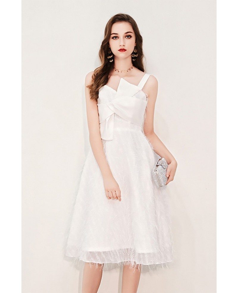 Pretty White Lace Party Dress With Big 