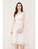 Pretty White Lace Party Dress With Big Bow Front
