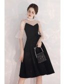 French Chic Black And White Party Dress Aline With Polka Dot