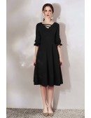 Simple Black Knee Length Dress With Half Sleeves