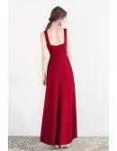 Special Long Red Side Split Party Dress With Straps