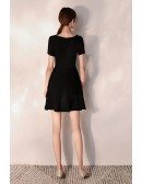 Little Black Flare Aline Party Dress With Short Sleeves