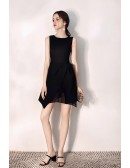 Little Black Round Neck Slim Party Dress With Tulle