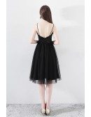 Black Sequins Tulle Aline Party Dress With Spaghetti Straps