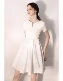Pretty Little White Hoco Party Dress With Sash Sleeves