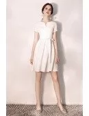 Pretty Little White Hoco Party Dress With Sash Sleeves