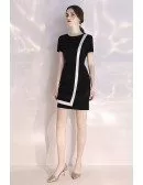 Black And White Color Blocks Semi Party Dress With Sleeves