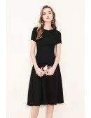 Retro Black Knee Length Party Dress With Short Sleeves