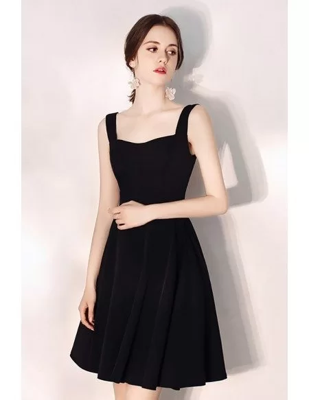Simple Little Black Aline Party Dress With Straps