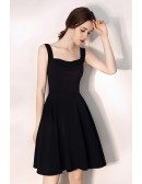 Simple Little Black Aline Party Dress With Straps