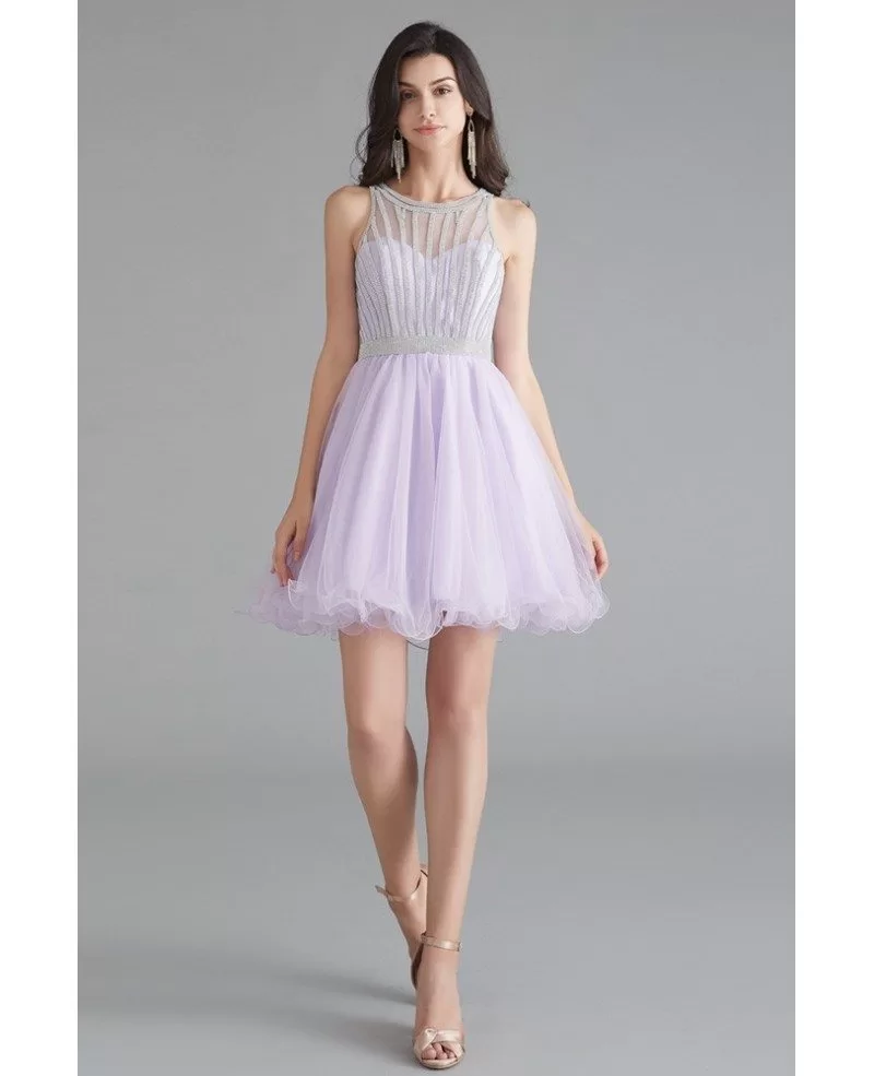 A-line Tulle Short Prom Dress Homecoming Dress With Embroidery – Pgmdress