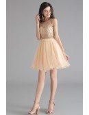 Lilac Cute Short Tulle Little Party Dress With Beading Top