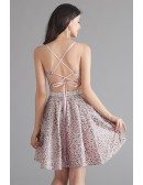 Sparkly Short Pink Homecoming Prom Dress With Open Back
