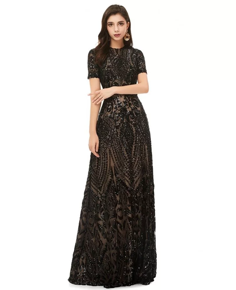 black sparkly sequin dress