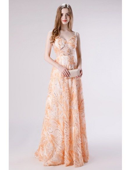 2020 Unique Lace Long A Line Formal Prom Dress