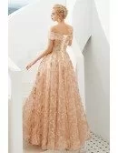 2020 Beautiful Off Shoulder Long Prom Dress With Shiny Sequin Lace